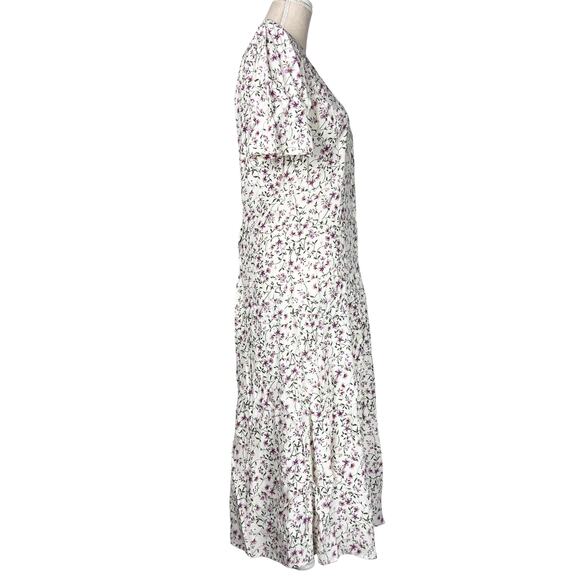 Vintage Caroline Wells Cottagecore Floral Midi Dress Puff Sleeve 90s Size 12 - Picture 5 of 9